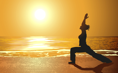 Creative yoga and sunset